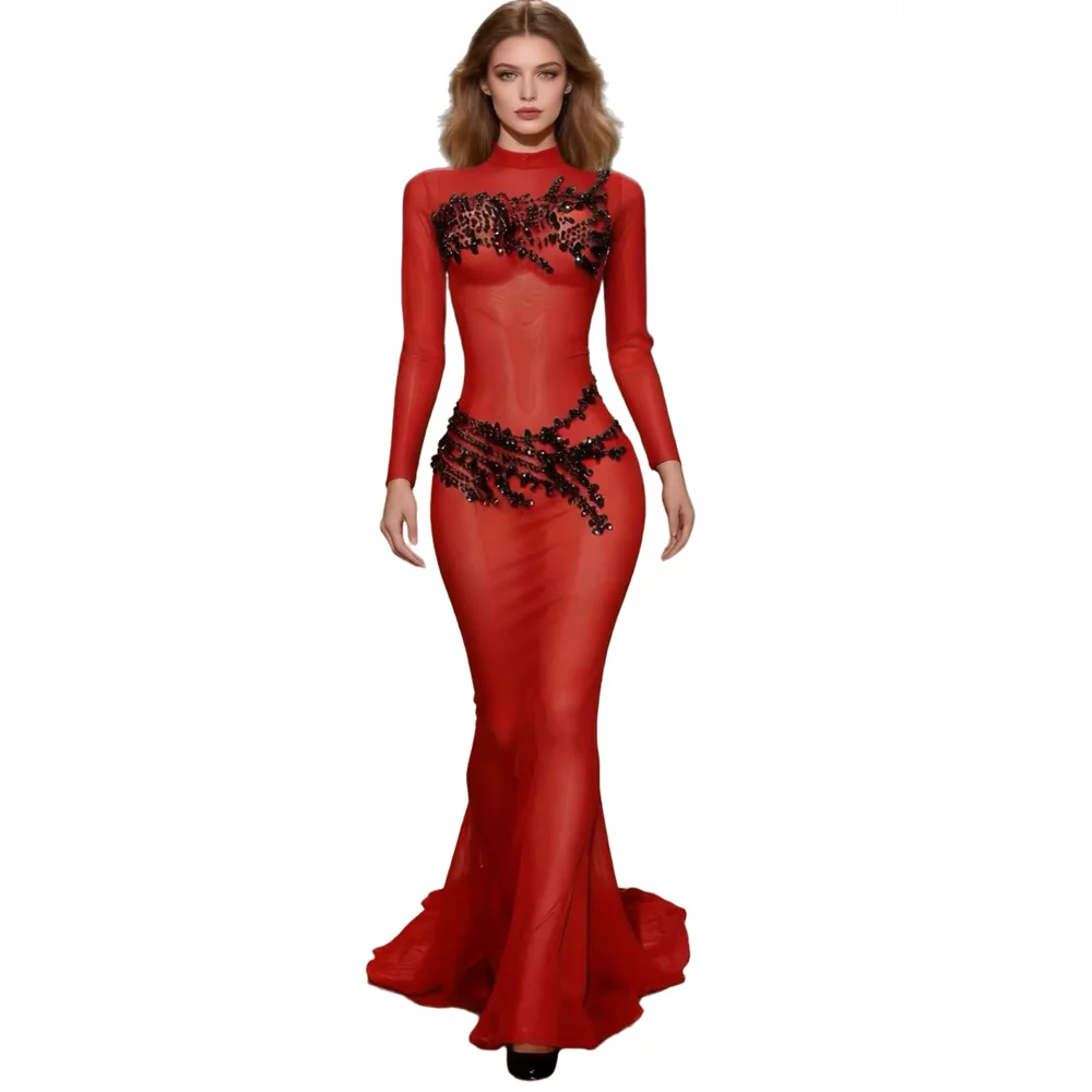 Sexy Mesh Wedding Evening Prom Event Birthday Long Tail Dress for Women Sparkly Rhinestones Photo Shoot Wear Stage Wear
Sexy Mesh Wedding Evening Prom Event Birthday Long Tail Dress for Women Sparkly Rhinestones Photo Shoot Wear Stage Wear