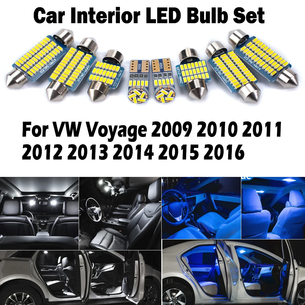 9 шт. Canbus для Volkswagen VW Voyage 2009-2011 2012 2013 2014 2015 2016 автомобильный светодиодный комплект внутреннего освещения с картой купола, лампа для зеркала косметического столика
9 шт. Canbus для Volkswagen VW Voyage 2009-2011 2012 2013 2014 2015 2016 автомобильный светодиодный комплект внутреннего освещения с картой купола, лампа для зеркала косметического столика