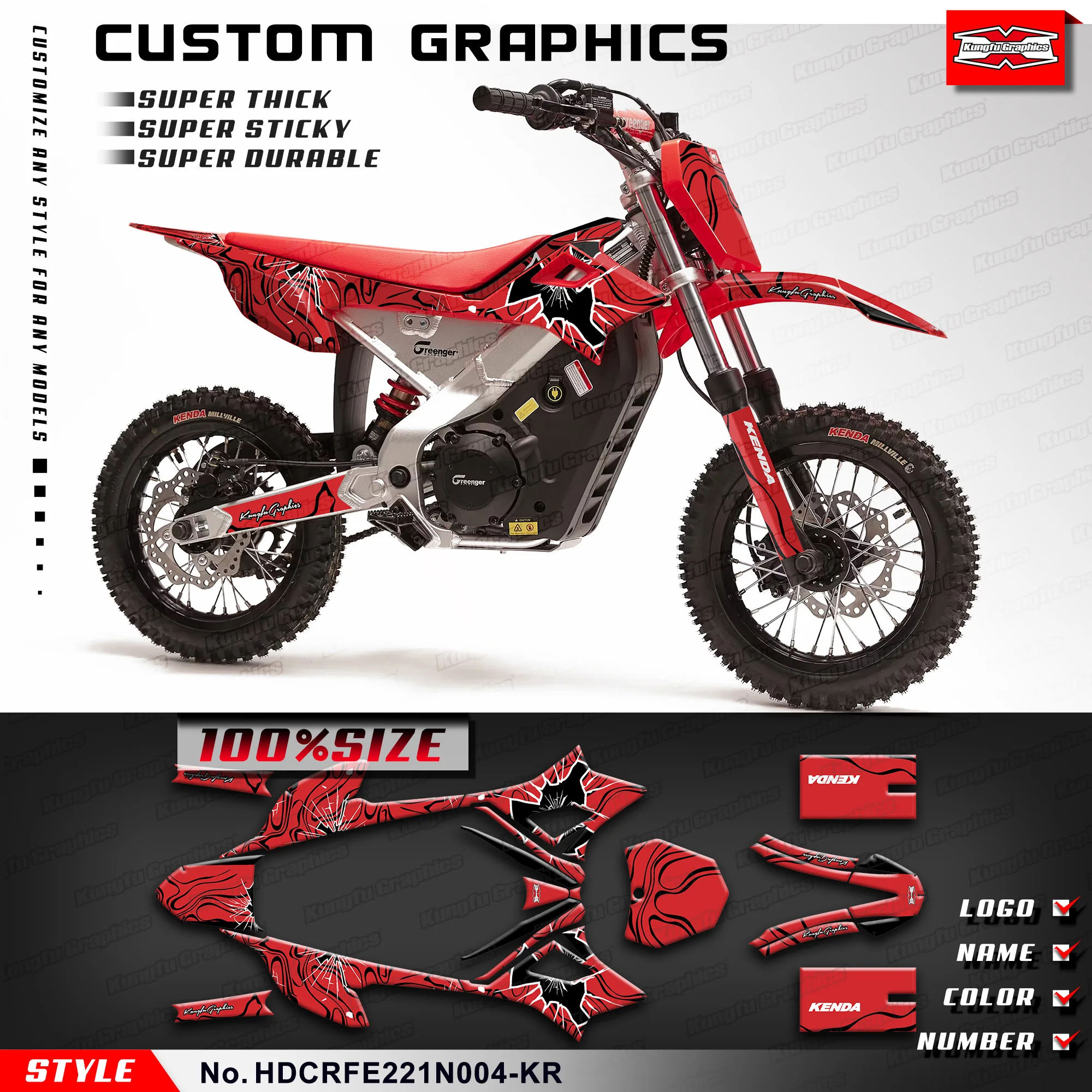 KUNGFU GRAPHICS Stickers Complete Motorcycle Decals for HONDA CRF-E2 / CRF E2 2021 2022 2023 2024 2025, HDCRFE221N004-KR
KUNGFU GRAPHICS Stickers Complete Motorcycle Decals for HONDA CRF-E2 / CRF E2 2021 2022 2023 2024 2025, HDCRFE221N004-KR