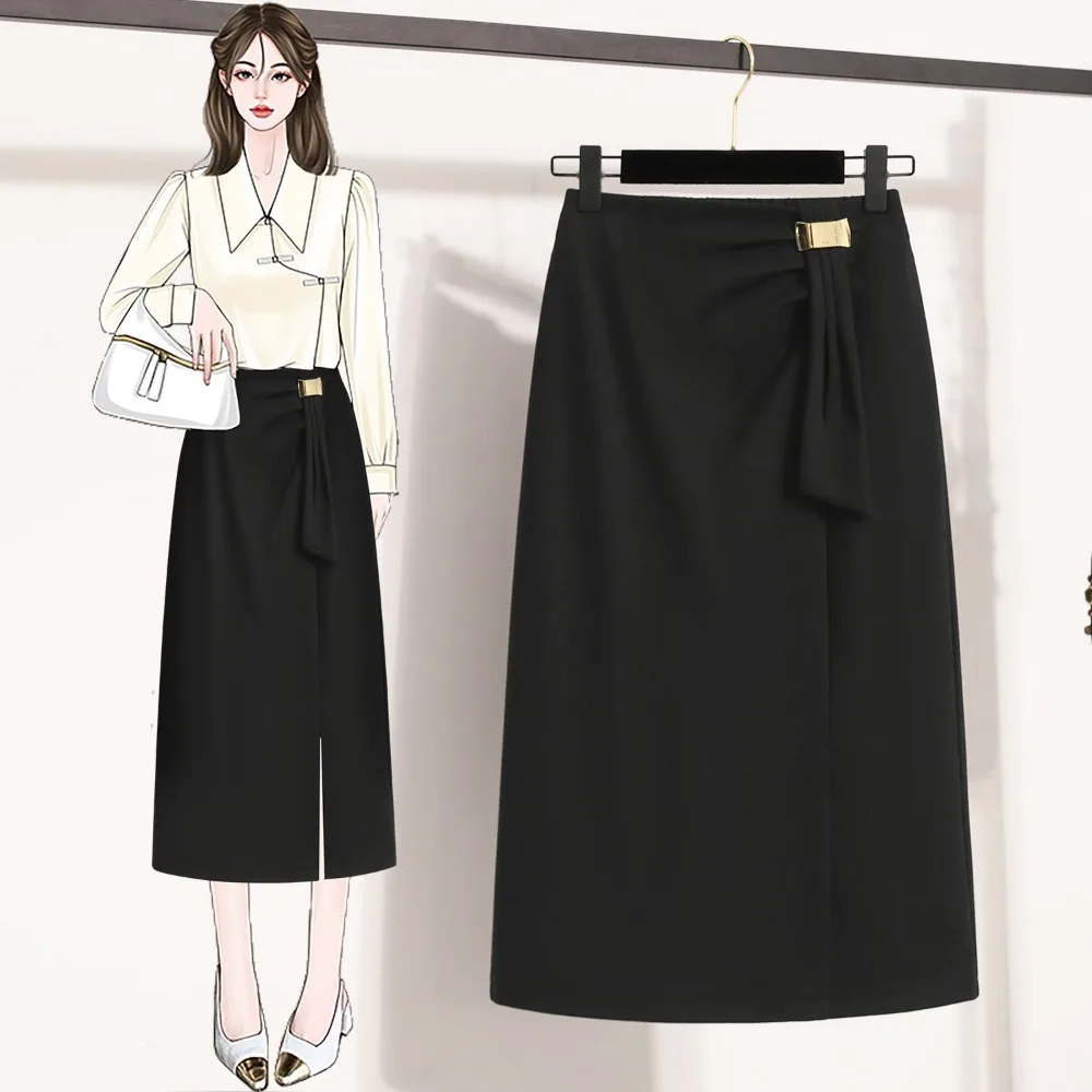 Повседневные шикарные длинные плиссированные юбки с высокой талией, корейская уличная одежда, модная летняя одежда больших размеров 
Повседневные шикарные длинные плиссированные юбки с высокой талией, корейская уличная одежда, модная летняя одежда больших размеров