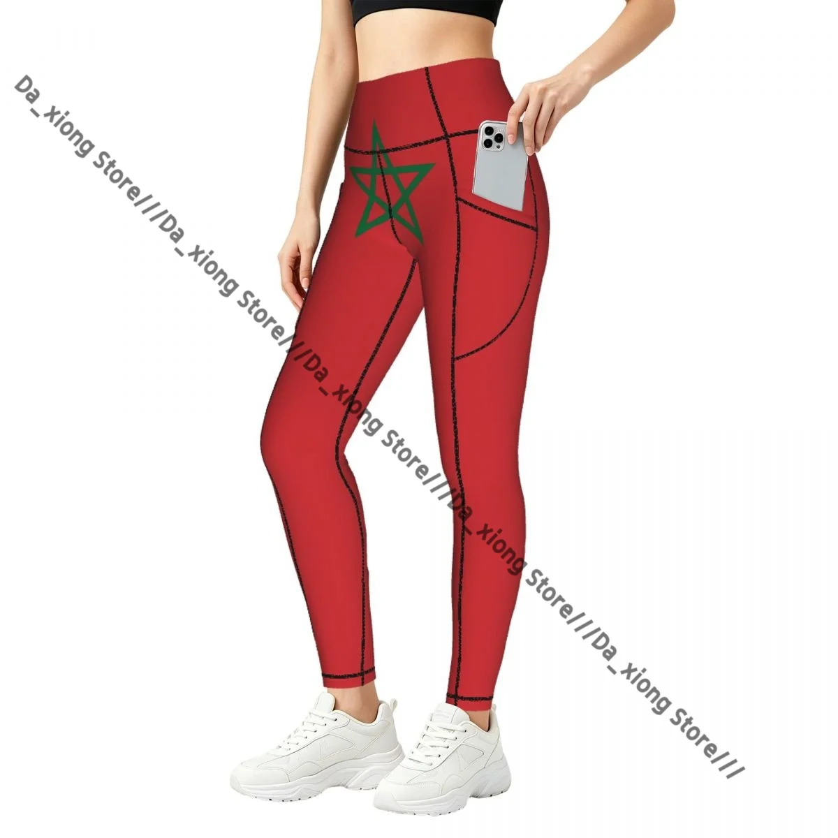 Ladies High Waist Yoga Leggings With Side Pockets Flag Of Morocco Sports Running Pants
Ladies High Waist Yoga Leggings With Side Pockets Flag Of Morocco Sports Running Pants