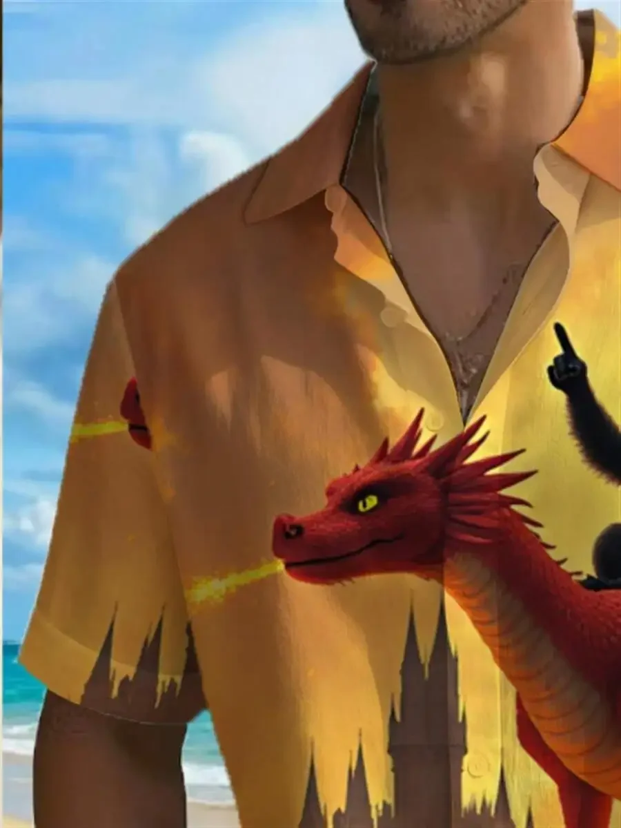 3D Printed Red Dragon And Black Cat Rider Mens Short Sleeve Casual Button Up Shirt
3D Printed Red Dragon And Black Cat Rider Mens Short Sleeve Casual Button Up Shirt