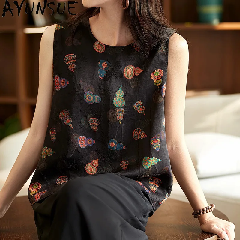 AYUNSUE 91% Mulberry Silk Women's Tanks Chinese Style Sleeveless Tops for Woman Convertible Tank Top Woman Clothes Ropa Mujer
AYUNSUE 91% Mulberry Silk Women's Tanks Chinese Style Sleeveless Tops for Woman Convertible Tank Top Woman Clothes Ropa Mujer