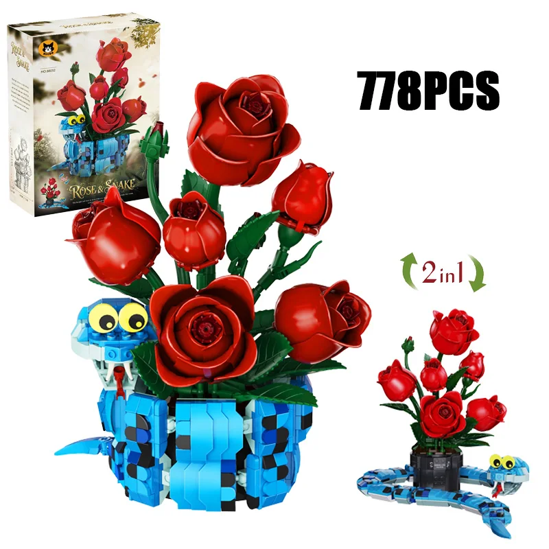 778PCS Creative Rose & Snake Model Building Blocks Exquisite Collectibles Construction Bricks Toy Good Gift for Friends
778PCS Creative Rose & Snake Model Building Blocks Exquisite Collectibles Construction Bricks Toy Good Gift for Friends
