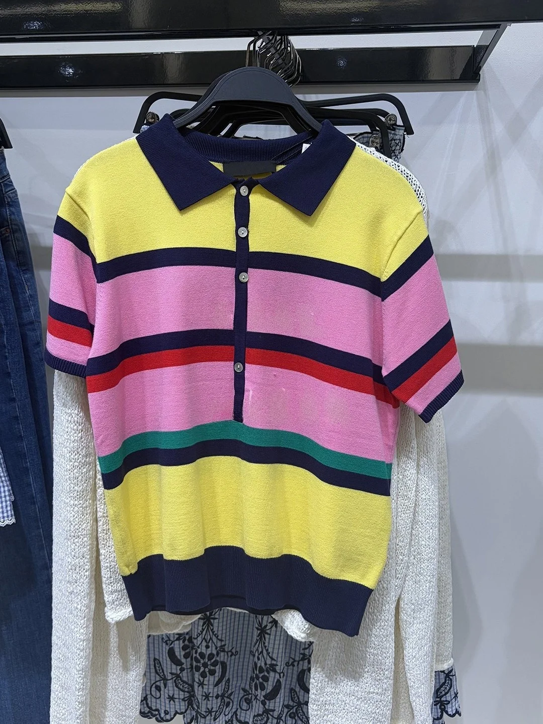 Sweet Style Knitted Short Sleeve Women's Shirt New Spring Summer Color Block Striped Fashion Top Quality Cotton Blend
Sweet Style Knitted Short Sleeve Women's Shirt New Spring Summer Color Block Striped Fashion Top Quality Cotton Blend