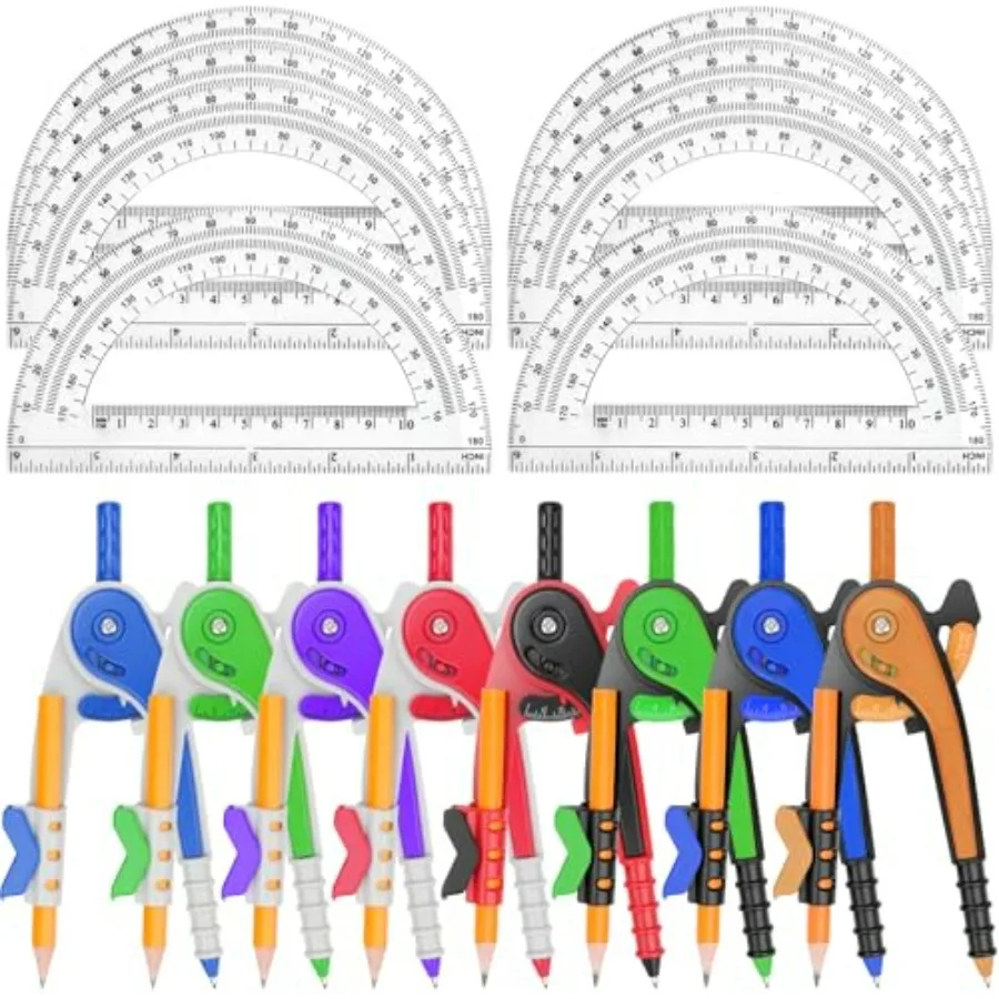 Pack Math Compass and Protractor Set Geometry Math 6 Inch Plastic Drawing Compass with Pencils Protractor for Geometry Bulk for
Pack Math Compass and Protractor Set Geometry Math 6 Inch Plastic Drawing Compass with Pencils Protractor for Geometry Bulk for