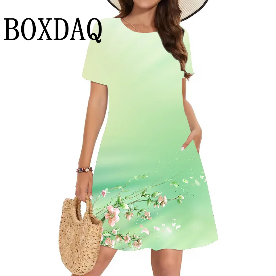 2025 Elegant Ladies Dresses Summer Fashion Short Sleeve A-Line Beach Party Dress Women Sweet Casual Floral Print Loose Clothes
2025 Elegant Ladies Dresses Summer Fashion Short Sleeve A-Line Beach Party Dress Women Sweet Casual Floral Print Loose Clothes