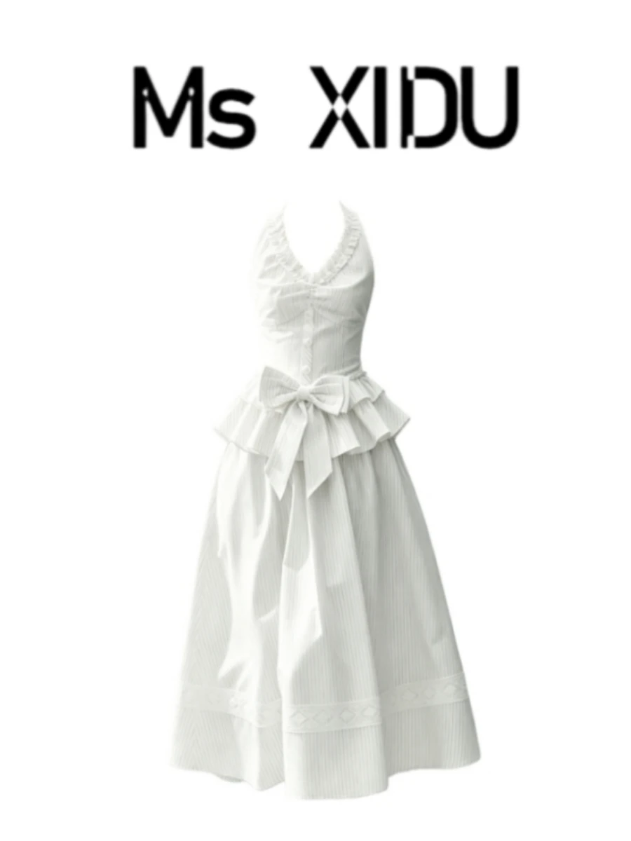 Ms XIDU Summer Beautiful Knot Neck Hanging Hemmed Waist Cinched Lace Skirt Set High Waist Midi Length No Sleeve
Ms XIDU Summer Beautiful Knot Neck Hanging Hemmed Waist Cinched Lace Skirt Set High Waist Midi Length No Sleeve