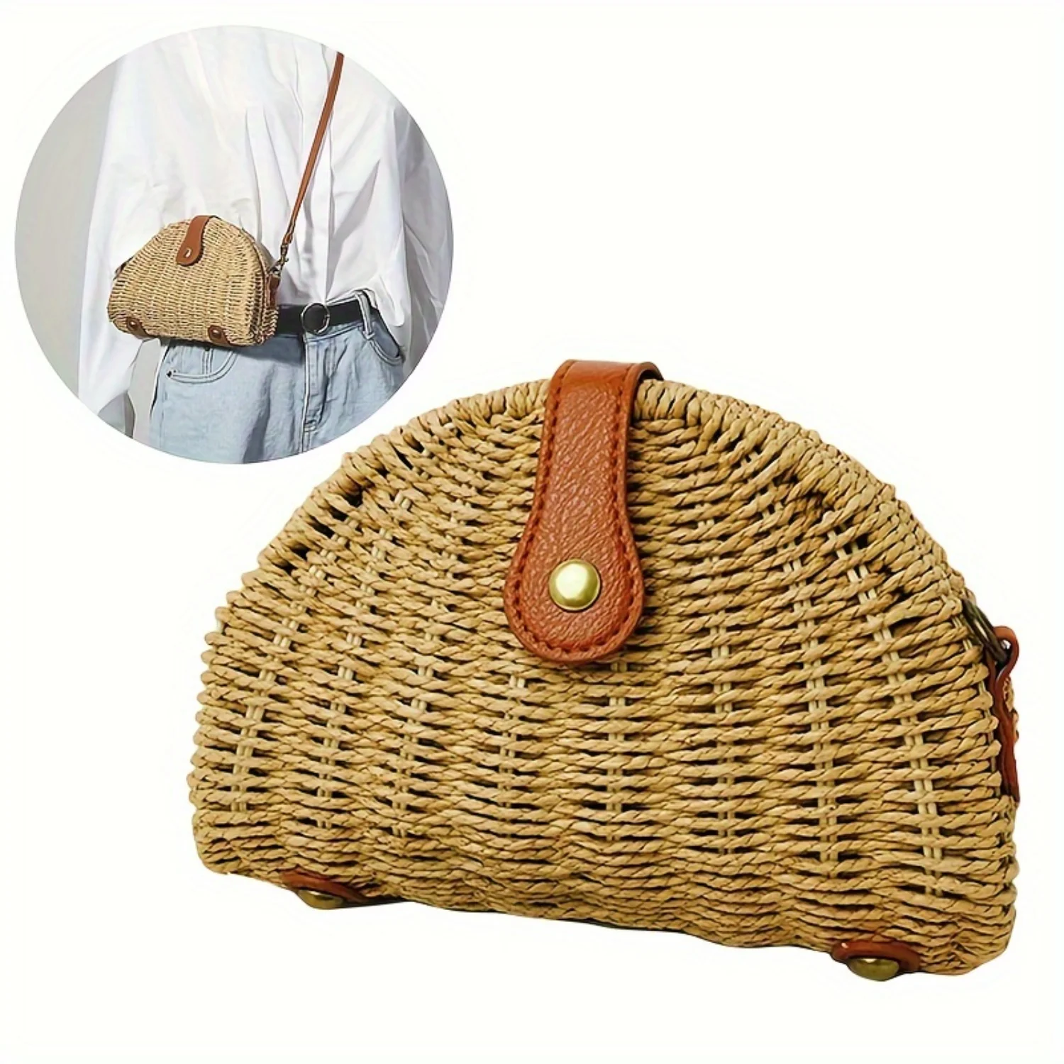 Women's Fashion Straw Shoulder Bag: Trendy Crossbody for Casual Outings & Beach Travel
Women's Fashion Straw Shoulder Bag: Trendy Crossbody for Casual Outings & Beach Travel