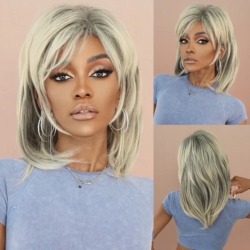 Export for black women, layered in beige-gray color, 70s style, high-temperature synthetic fiber, shoulder-length wig
Export for black women, layered in beige-gray color, 70s style, high-temperature synthetic fiber, shoulder-length wig