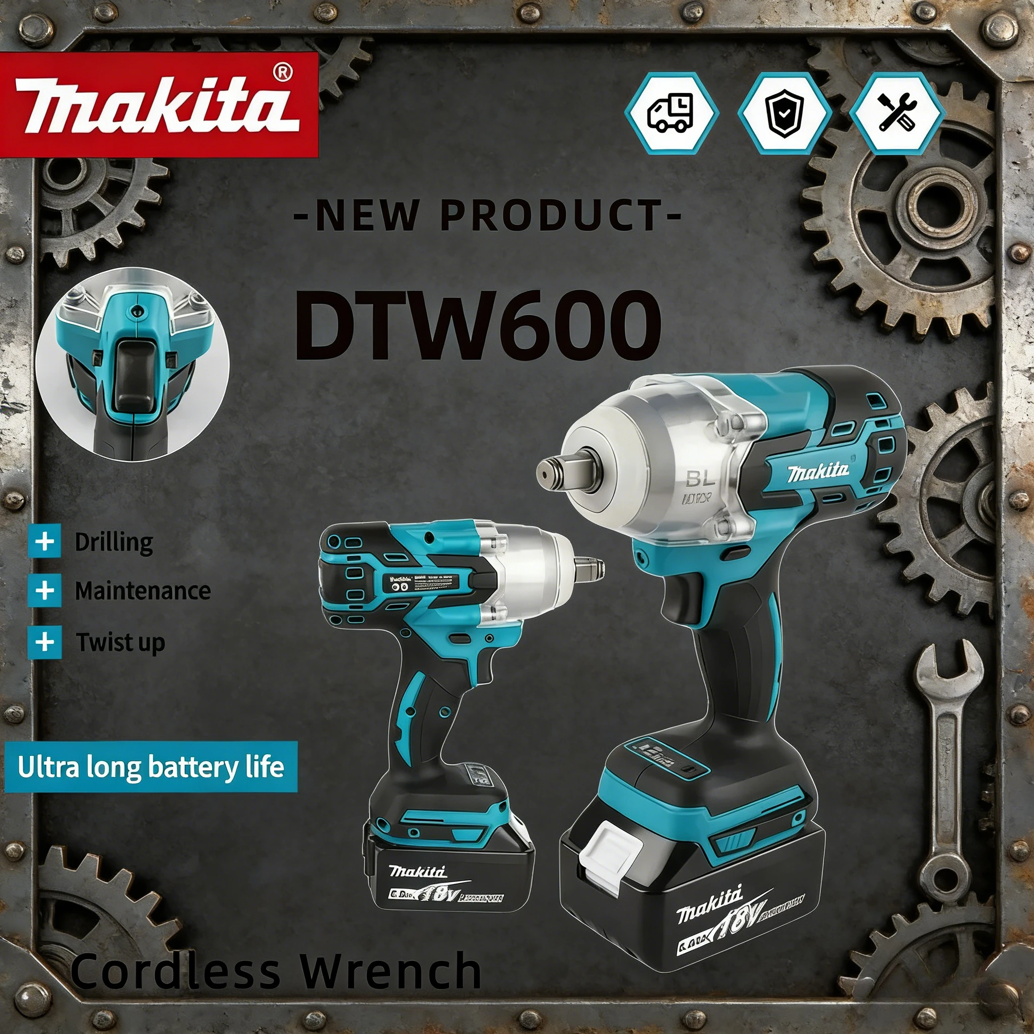 Аккумуляторный гайковерт Makita DTW600 18В, бесщеточный, с высоким крутящим моментом, перезаряжаемый электроинструмент
Аккумуляторный гайковерт Makita DTW600 18В, бесщеточный, с высоким крутящим моментом, перезаряжаемый электроинструмент