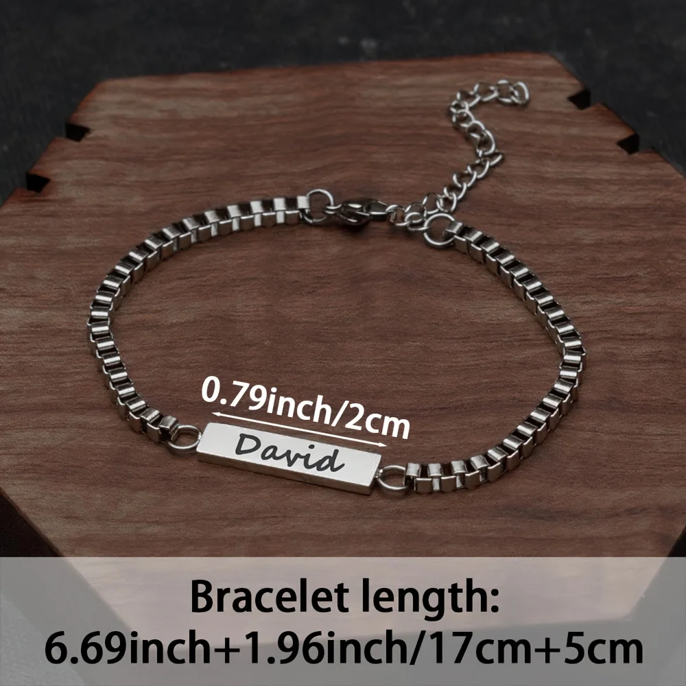 1pc Personalized Men'S Stainless Steel Box Chain Bracelet with Custom Name Engraving Cool and Handsome Father's Day Gift
1pc Personalized Men'S Stainless Steel Box Chain Bracelet with Custom Name Engraving Cool and Handsome Father's Day Gift