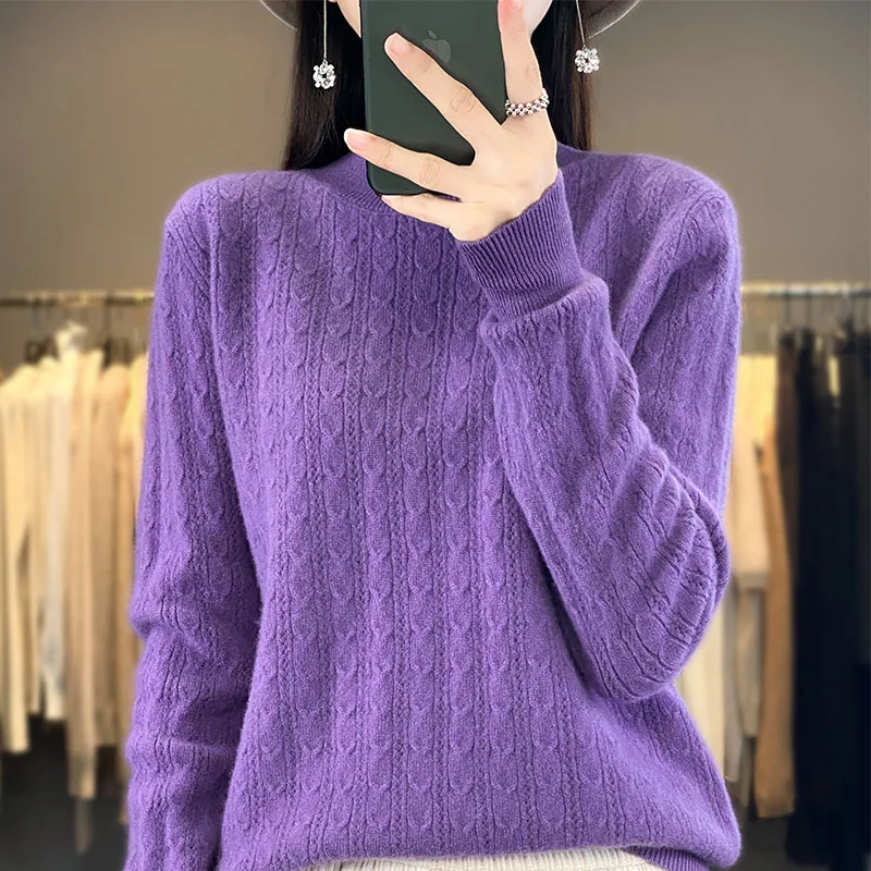 Autumn and Winter New 100% Wool Cashmere Sweater Women's Half High Collar Pullover Casual Knitted Korean Loose Fashion Top
Autumn and Winter New 100% Wool Cashmere Sweater Women's Half High Collar Pullover Casual Knitted Korean Loose Fashion Top