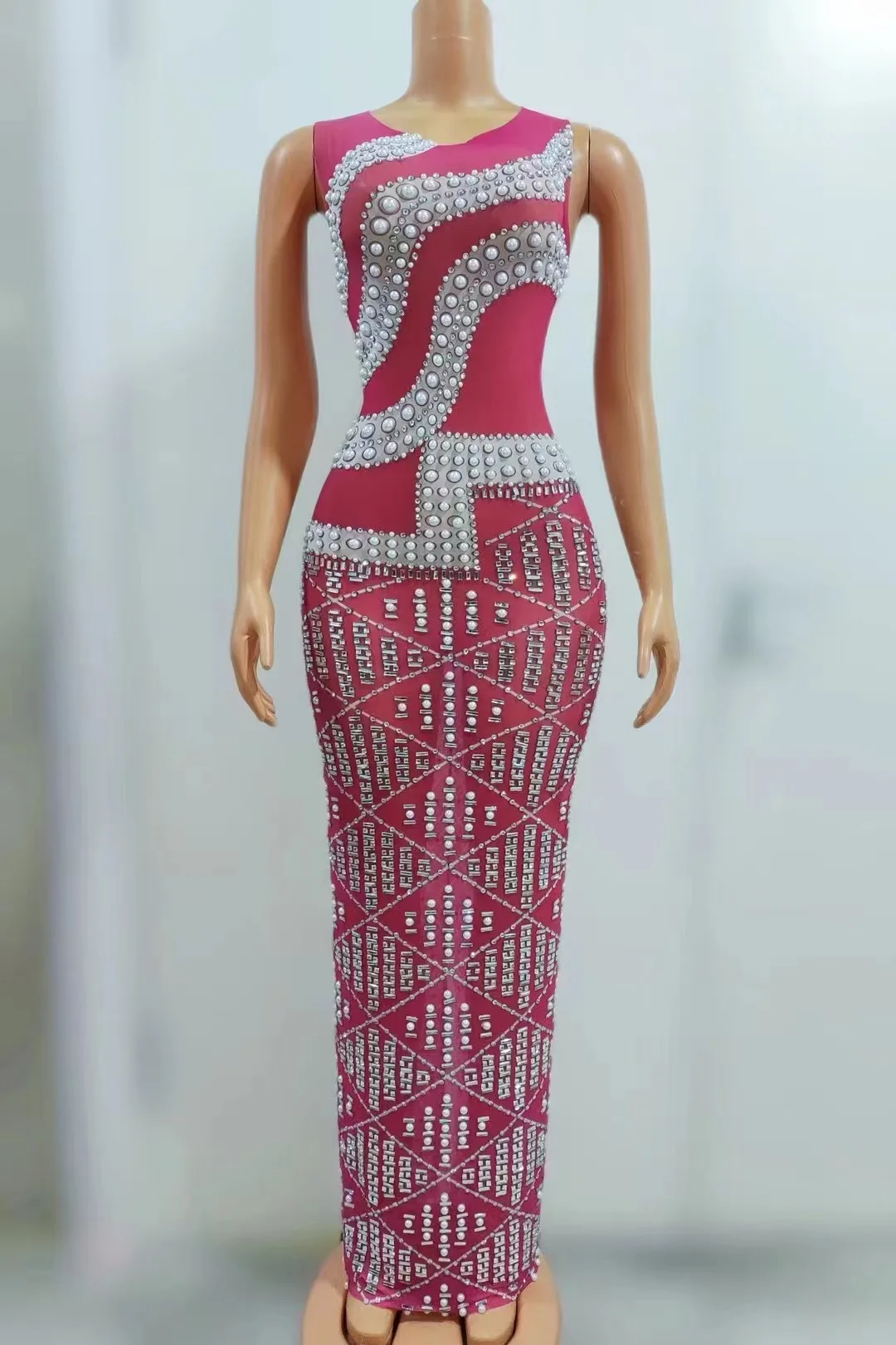 Sparkly Rhinestones Mesh sleeveless Long Dress Women Sexy Evening Party Celebrate Birthday Dress Stage Show Photo Shoot Wear
Sparkly Rhinestones Mesh sleeveless Long Dress Women Sexy Evening Party Celebrate Birthday Dress Stage Show Photo Shoot Wear