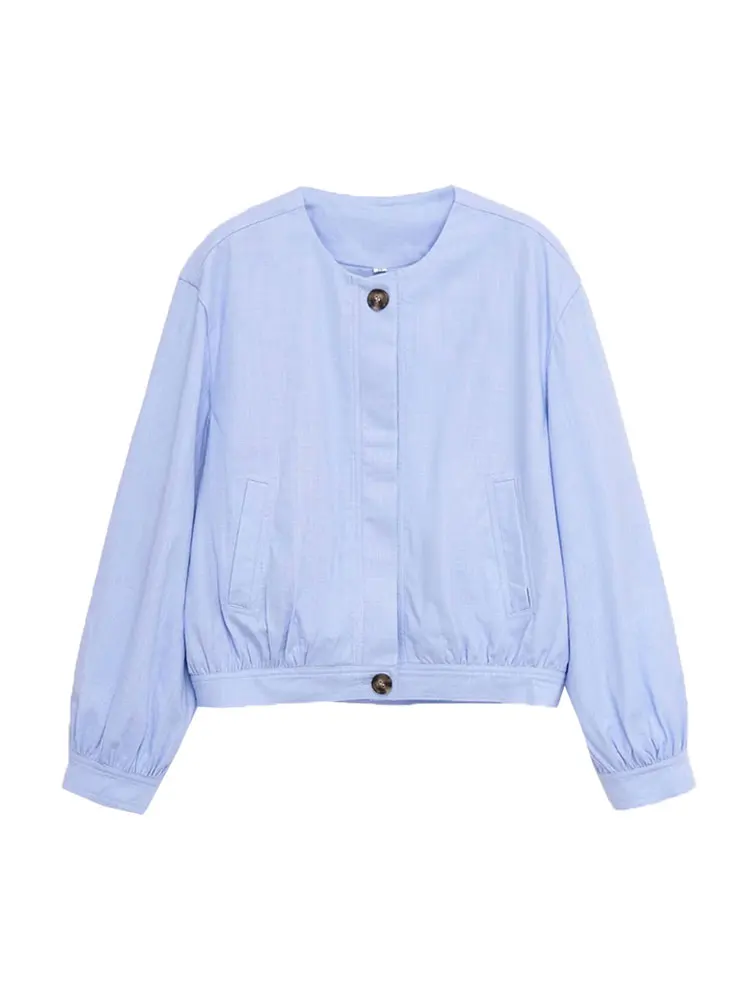 Women's Linen Bomber Jacket O-Neck Long Sleeve Outerwear Chic Tops Female Casual Chic Clothing
Women's Linen Bomber Jacket O-Neck Long Sleeve Outerwear Chic Tops Female Casual Chic Clothing