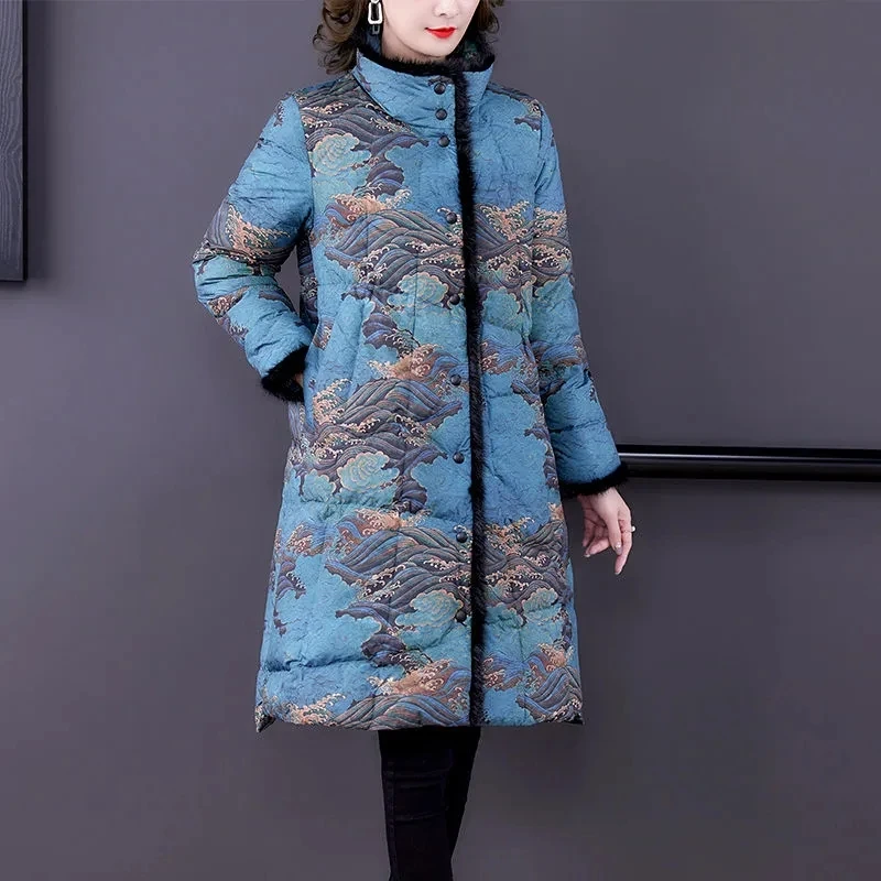 Parkas Women Fashion 2022 Winter New High-end Retro Printed Down Cotton Coat Rabbit Fur Collar Loose Large Size Padded jacket
Parkas Women Fashion 2022 Winter New High-end Retro Printed Down Cotton Coat Rabbit Fur Collar Loose Large Size Padded jacket