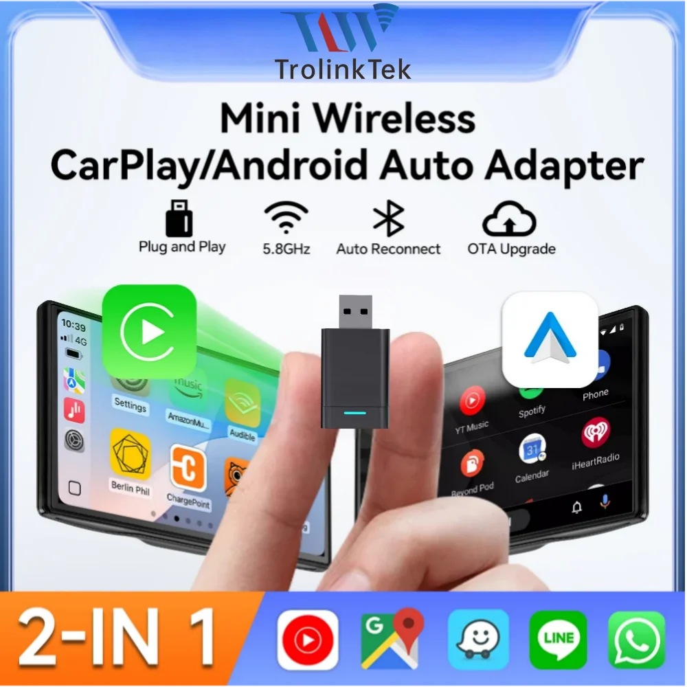Mini 2 IN 1 Wireless CarPlay Android Auto AI Box Universal for Cars with Factory Wired CarPlay Auto Connect Bluetooth USB Smart
Mini 2 IN 1 Wireless CarPlay Android Auto AI Box Universal for Cars with Factory Wired CarPlay Auto Connect Bluetooth USB Smart