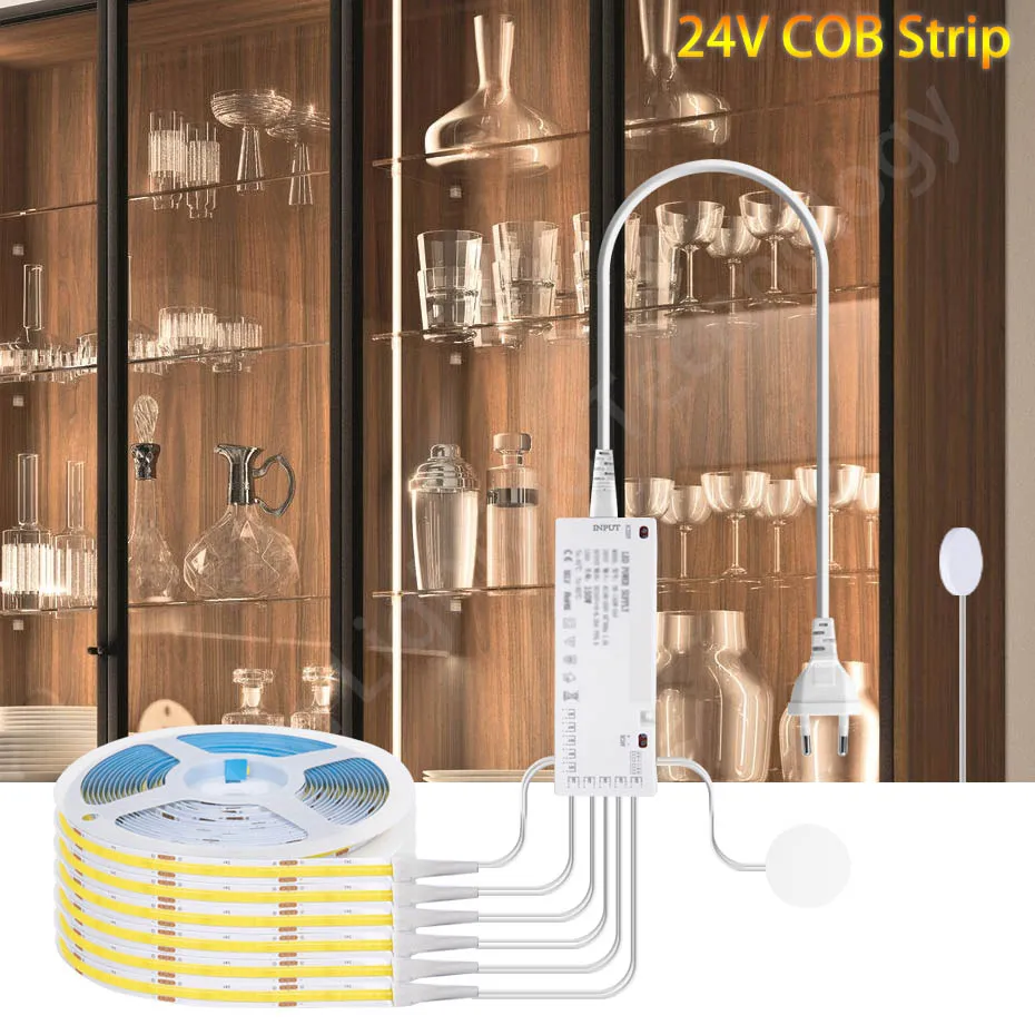 Dimmable 24V COB LED Cabinet Light 320LEDs/m Motion Sensor & Touch Switch for Kitchen Shelf/Wardrobe/Showcase Backlight Decor
Dimmable 24V COB LED Cabinet Light 320LEDs/m Motion Sensor & Touch Switch for Kitchen Shelf/Wardrobe/Showcase Backlight Decor 