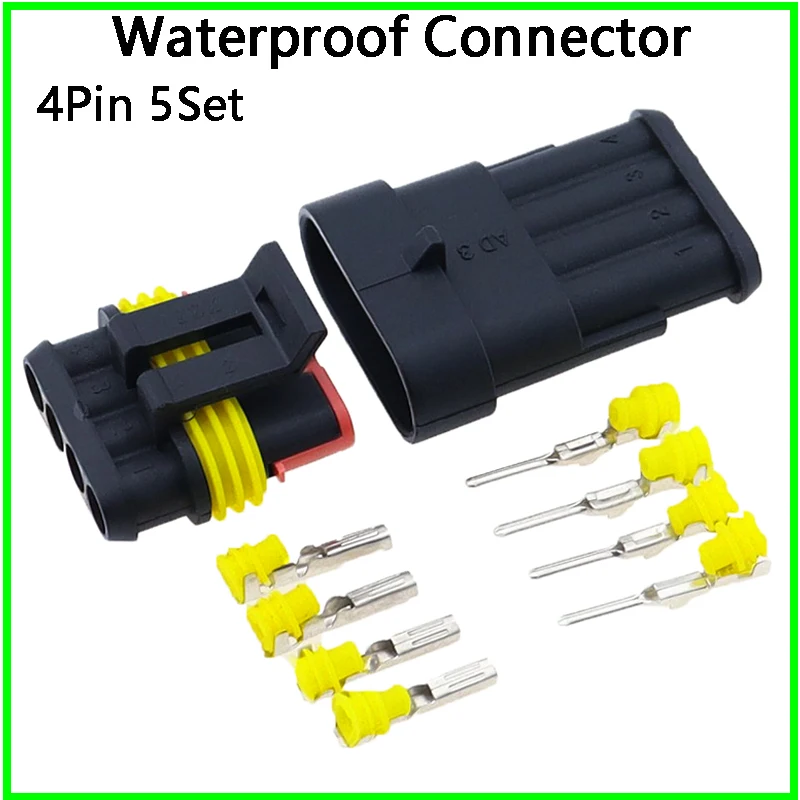 5 sets Kit 4P 4Pins Way AMP 1.5 Super seal Waterproof Electrical automotive Wire Connector Plug for car Motorcycle
5 sets Kit 4P 4Pins Way AMP 1.5 Super seal Waterproof Electrical automotive Wire Connector Plug for car Motorcycle