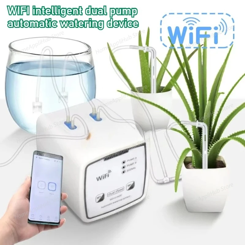 Пульт дистанционного управления для мобильного телефона, Wi-Fi, интеллектуальный двойной насос, автоматическое поливочное устройство для балкона, сада, капельного орошения в горшках
Пульт дистанционного управления для мобильного телефона, Wi-Fi, интеллектуальный двойной насос, автоматическое поливочное устройство для балкона, сада, капельного орошения в горшках