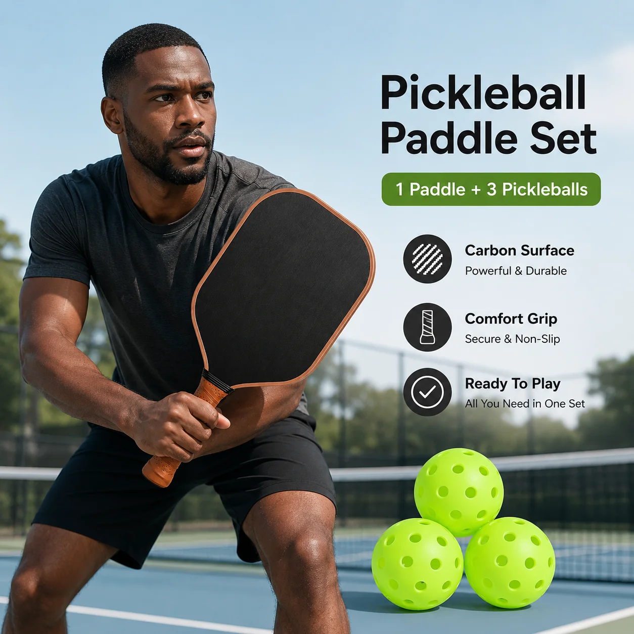 Pickleball Paddle Set With Balls 16MM Carbon Fiber Racket Anti Slip Grip Outdoor Sports Training Pickleball Kit Beginner Set
Pickleball Paddle Set With Balls 16MM Carbon Fiber Racket Anti Slip Grip Outdoor Sports Training Pickleball Kit Beginner Set