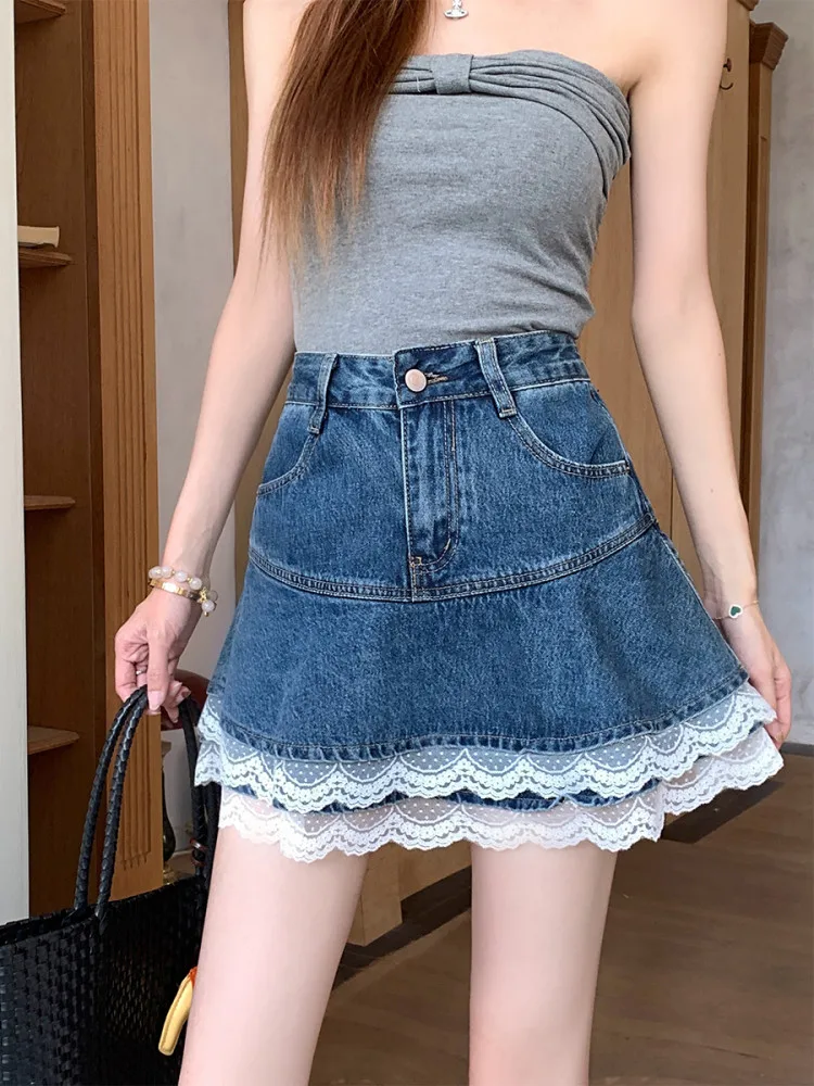 Retro Cake Denim Skirt Women Summer plus Size Slimming High Waist Bodycon A-Line Short Skirts Anti-Light Walking
Retro Cake Denim Skirt Women Summer plus Size Slimming High Waist Bodycon A-Line Short Skirts Anti-Light Walking