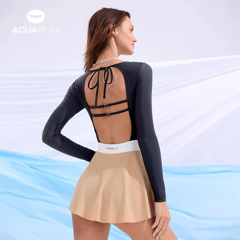 AquaPlay French Elegance Women One Piece Swimsuit Quick Dry UPF50+ Rash Guard Fashion Backless Design Color Block Beach Swimsuit
AquaPlay French Elegance Women One Piece Swimsuit Quick Dry UPF50+ Rash Guard Fashion Backless Design Color Block Beach Swimsuit