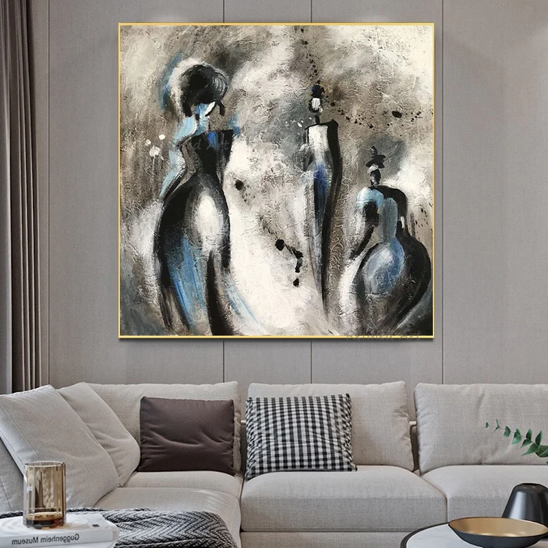 Oil Painting Wall Art Handmade Black and White Acrylic Abstract Figure Unframed Canvas Home Decor Living Room Decoration Picture
Oil Painting Wall Art Handmade Black and White Acrylic Abstract Figure Unframed Canvas Home Decor Living Room Decoration Picture