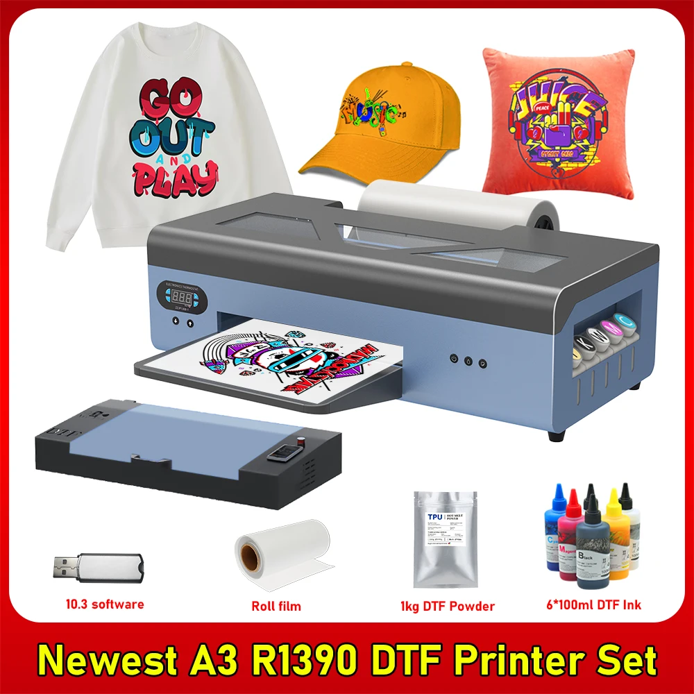 A3 DTF Printer Epson R1390 DTF Printer with Oven Direct To Film Transfer A3 DTF Printing Machine For T shirt Clothes All Fabric
A3 DTF Printer Epson R1390 DTF Printer with Oven Direct To Film Transfer A3 DTF Printing Machine For T shirt Clothes All Fabric