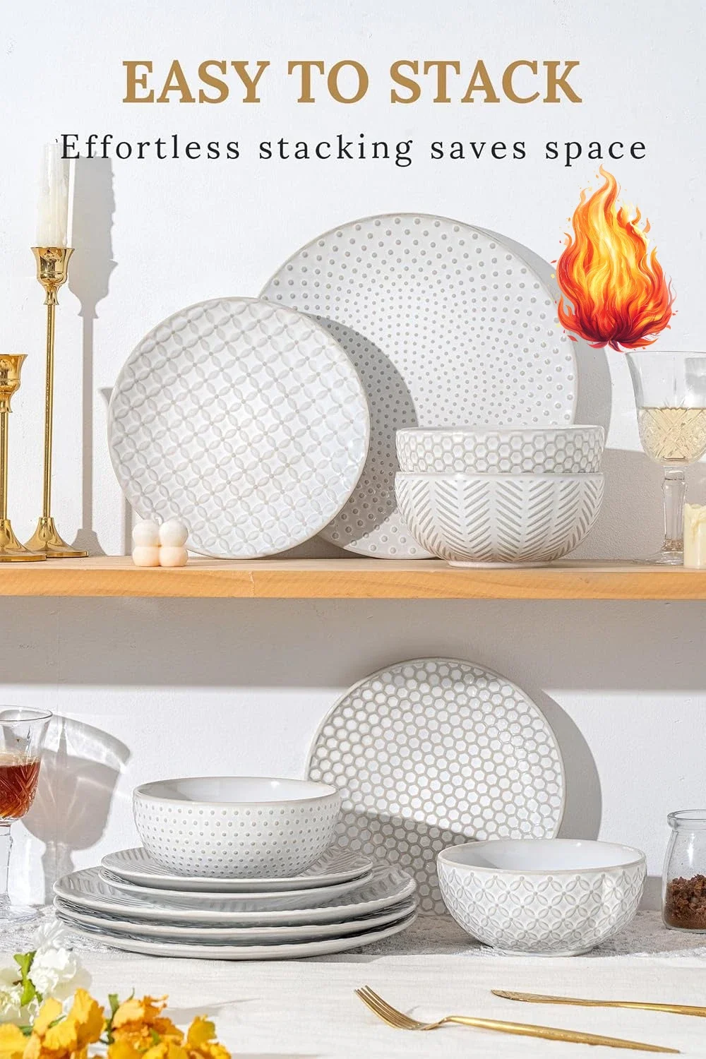 24 Piece Dinnerware Sets for 8, Premium Stoneware Plates and Bowls Sets, Microwave & Dishwasher Safe, Elegant Dishes
24 Piece Dinnerware Sets for 8, Premium Stoneware Plates and Bowls Sets, Microwave & Dishwasher Safe, Elegant Dishes