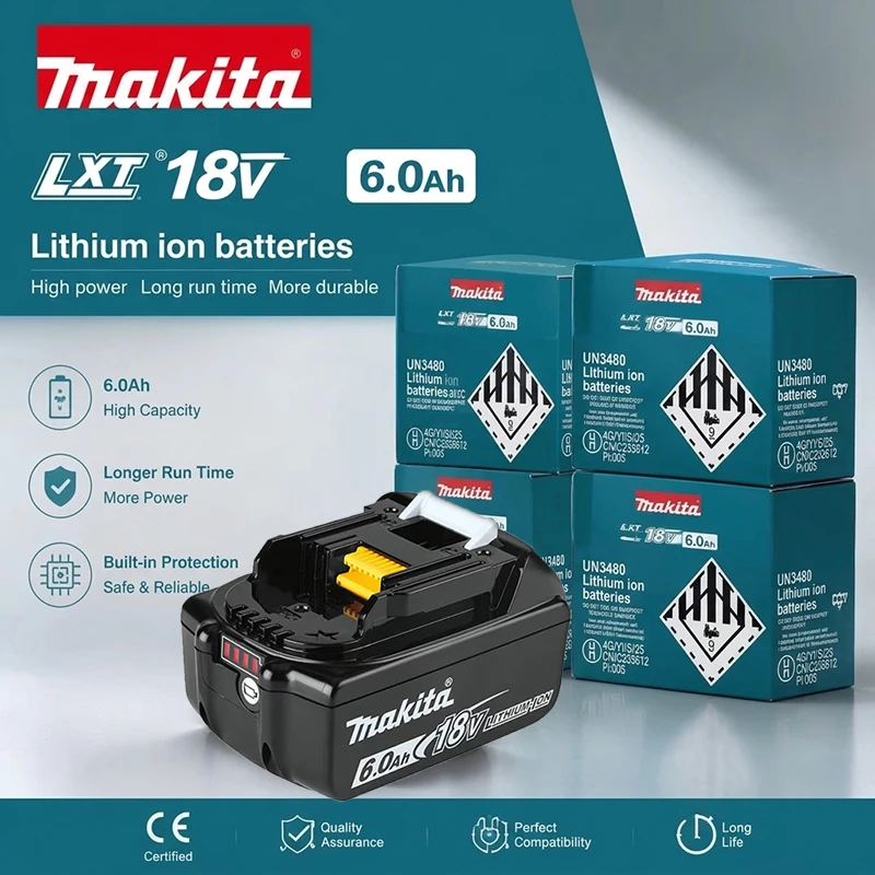 Makita 18V 6Ah BL1860 Lithium Battery, Compatible with All 18V LXT Series BL1850 BL1820 BL1815 Tools
Makita 18V 6Ah BL1860 Lithium Battery, Compatible with All 18V LXT Series BL1850 BL1820 BL1815 Tools
