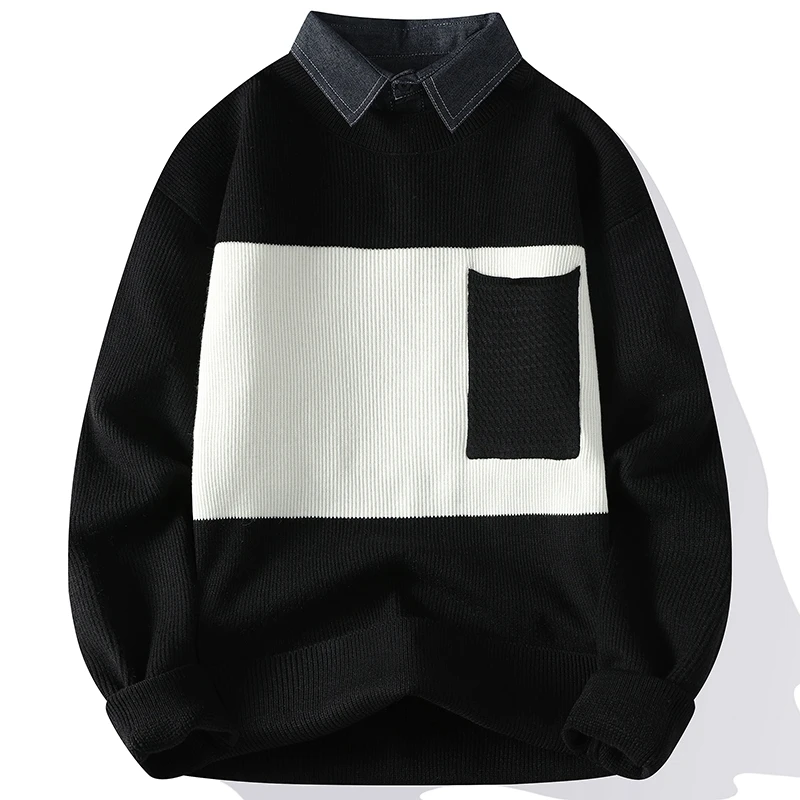 Men's vintage knit fake two sweaters Men's knit pullover Loose Harajuku men's vintage sweater multi-colored
Men's vintage knit fake two sweaters Men's knit pullover Loose Harajuku men's vintage sweater multi-colored