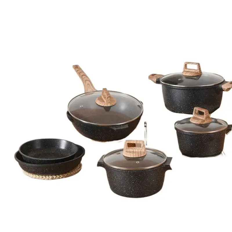 Stone pot set Non-stick pan Three-piece kitchen Full set Household wok 
Stone pot set Non-stick pan Three-piece kitchen Full set Household wok
