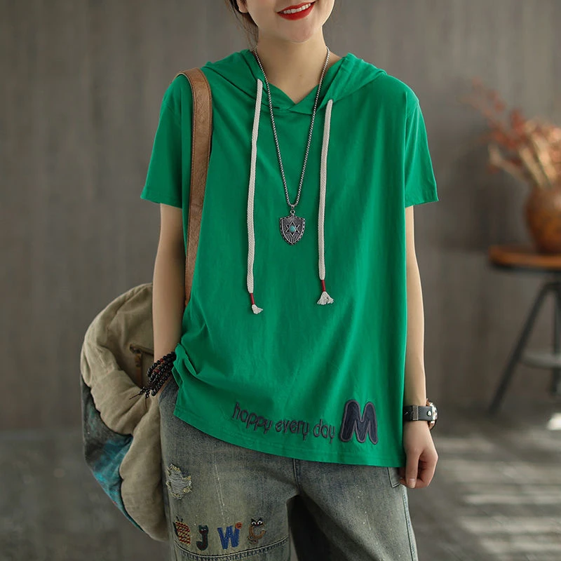 100% Cotton Loose Hooded Women Short Sleeve Casual T-shirts Tee Shirt 2023 New Summer Korean Fashion Female Tops Oversize Slim
100% Cotton Loose Hooded Women Short Sleeve Casual T-shirts Tee Shirt 2023 New Summer Korean Fashion Female Tops Oversize Slim
