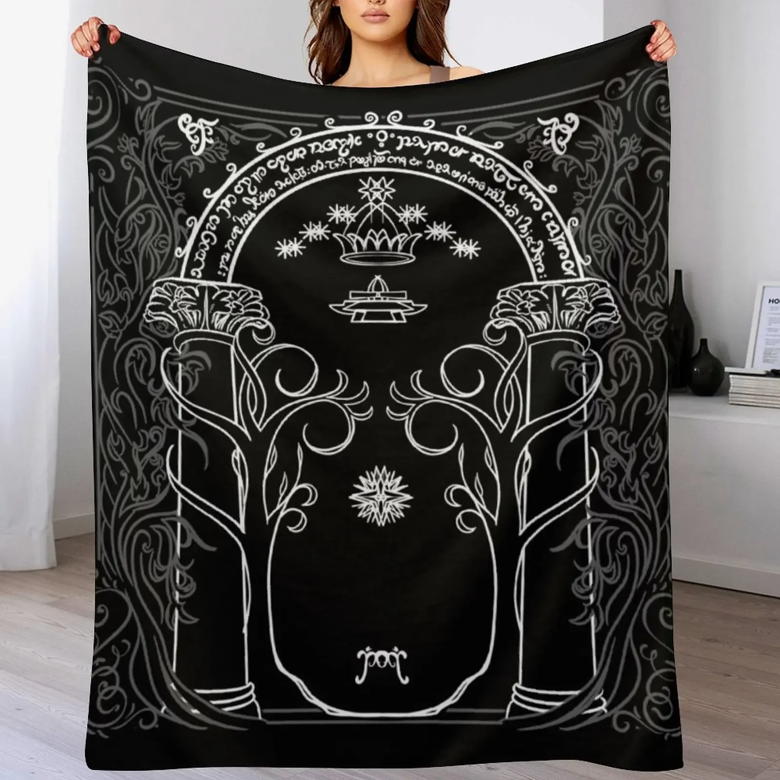 Mountain Door in the style of J.R.R.Tolkien Throw Blanket Color Fast Cozy Throw Blanket
Mountain Door in the style of J.R.R.Tolkien Throw Blanket Color Fast Cozy Throw Blanket