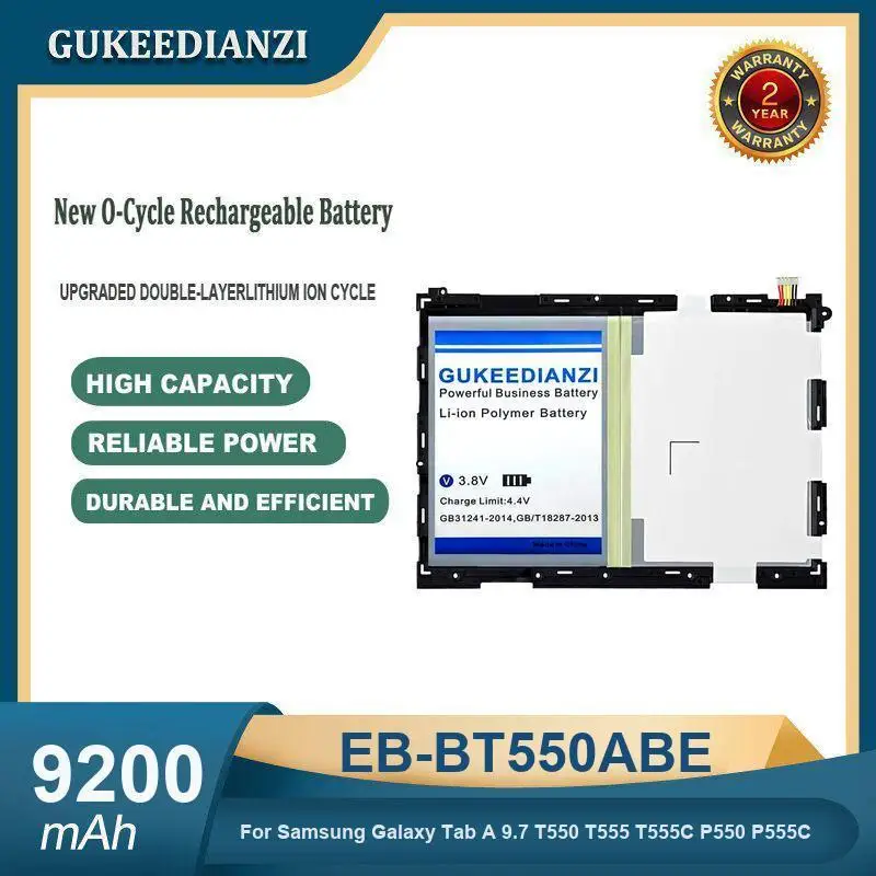 Аккумулятор для планшета большой емкости 9200 мАч EB-BT550ABE для Samsung Galaxy Tab A 9,7 T550 T555 T555C P550 P555C
Аккумулятор для планшета большой емкости 9200 мАч EB-BT550ABE для Samsung Galaxy Tab A 9,7 T550 T555 T555C P550 P555C