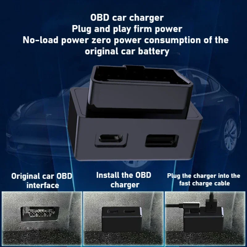 Universal Hidden OBD Charger USB 18W Type-C PD30W OBC Docking Station for Tesla Model Y/3/X/S Fast Charger Car Accessories 
Universal Hidden OBD Charger USB 18W Type-C PD30W OBC Docking Station for Tesla Model Y/3/X/S Fast Charger Car Accessories