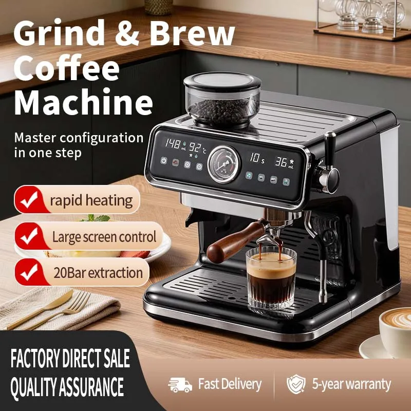 Cross-border espresso semi-automatic coffee machine grinding integrated hot and cold double extraction smart Italian
Cross-border espresso semi-automatic coffee machine grinding integrated hot and cold double extraction smart Italian