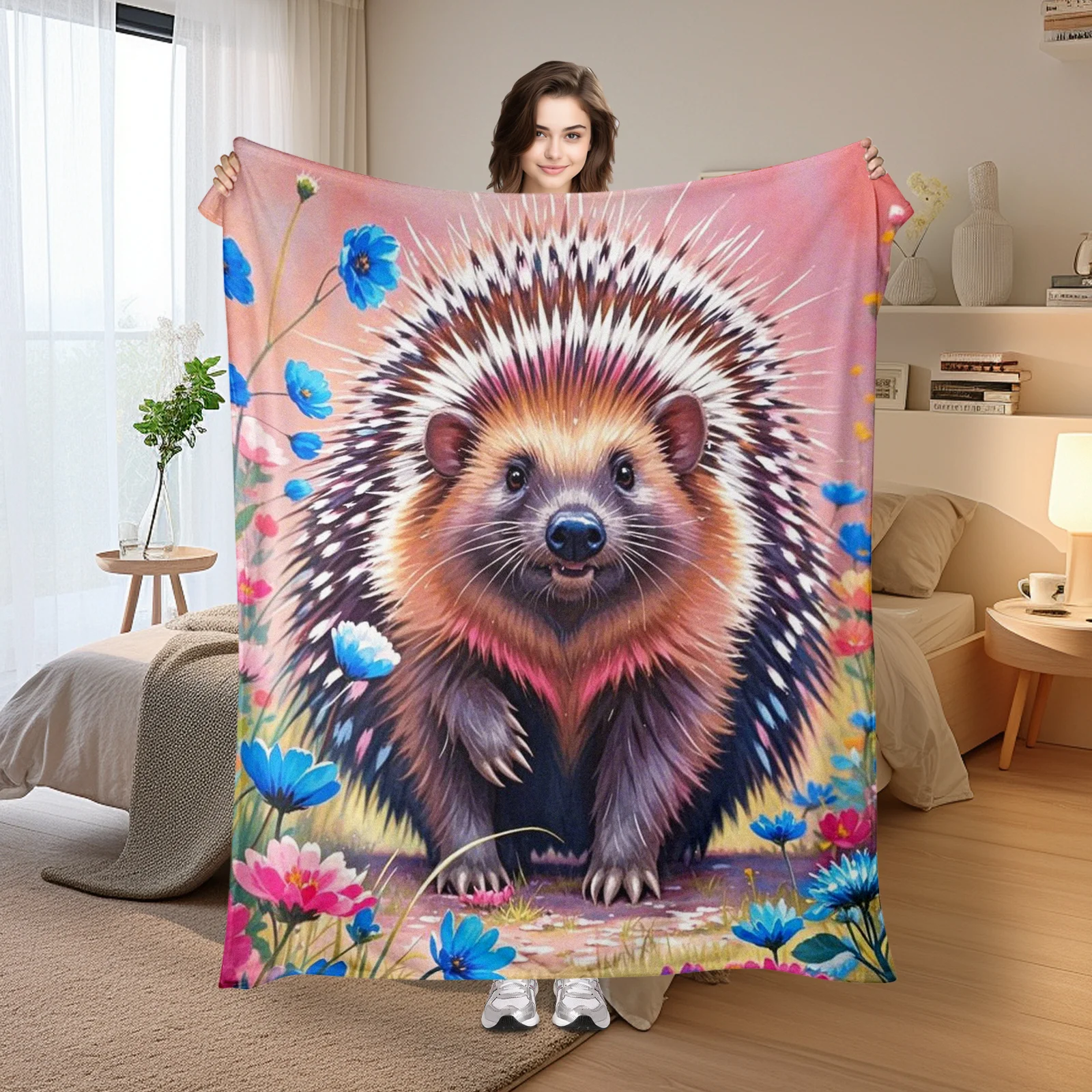 Porcupine With Pink Flowers And Grass Design Blanket For A Delicate And Nature Inspired Home Decor With Feminine Charm
Porcupine With Pink Flowers And Grass Design Blanket For A Delicate And Nature Inspired Home Decor With Feminine Charm