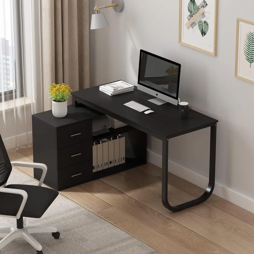 Home office computer desk corner table with 3 drawers and 2 shelves, 55 inch large L-shaped study desk
Home office computer desk corner table with 3 drawers and 2 shelves, 55 inch large L-shaped study desk