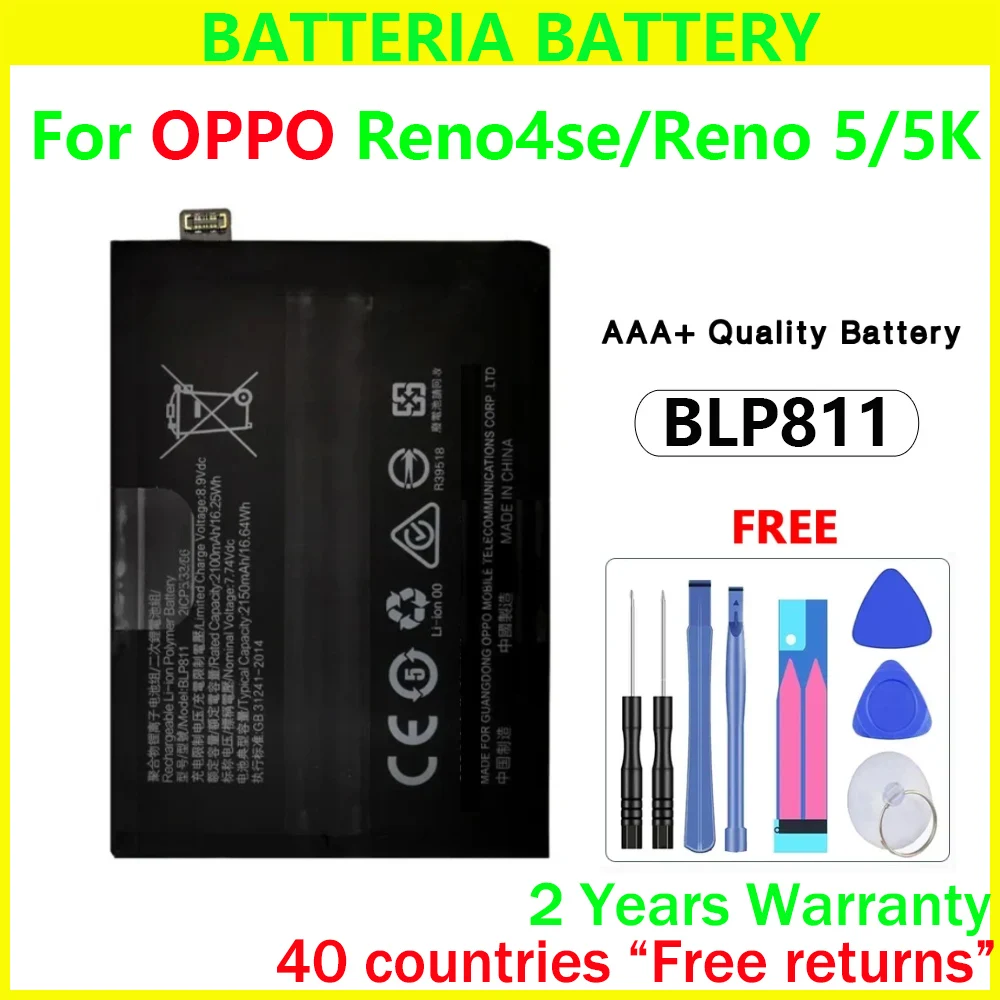 New 4300mAh BLP811 Battery For OPPO / Reno 4SE/Reno 5/Reno 5K Genuine Replacement Batteries With Free Tools
New 4300mAh BLP811 Battery For OPPO / Reno 4SE/Reno 5/Reno 5K Genuine Replacement Batteries With Free Tools