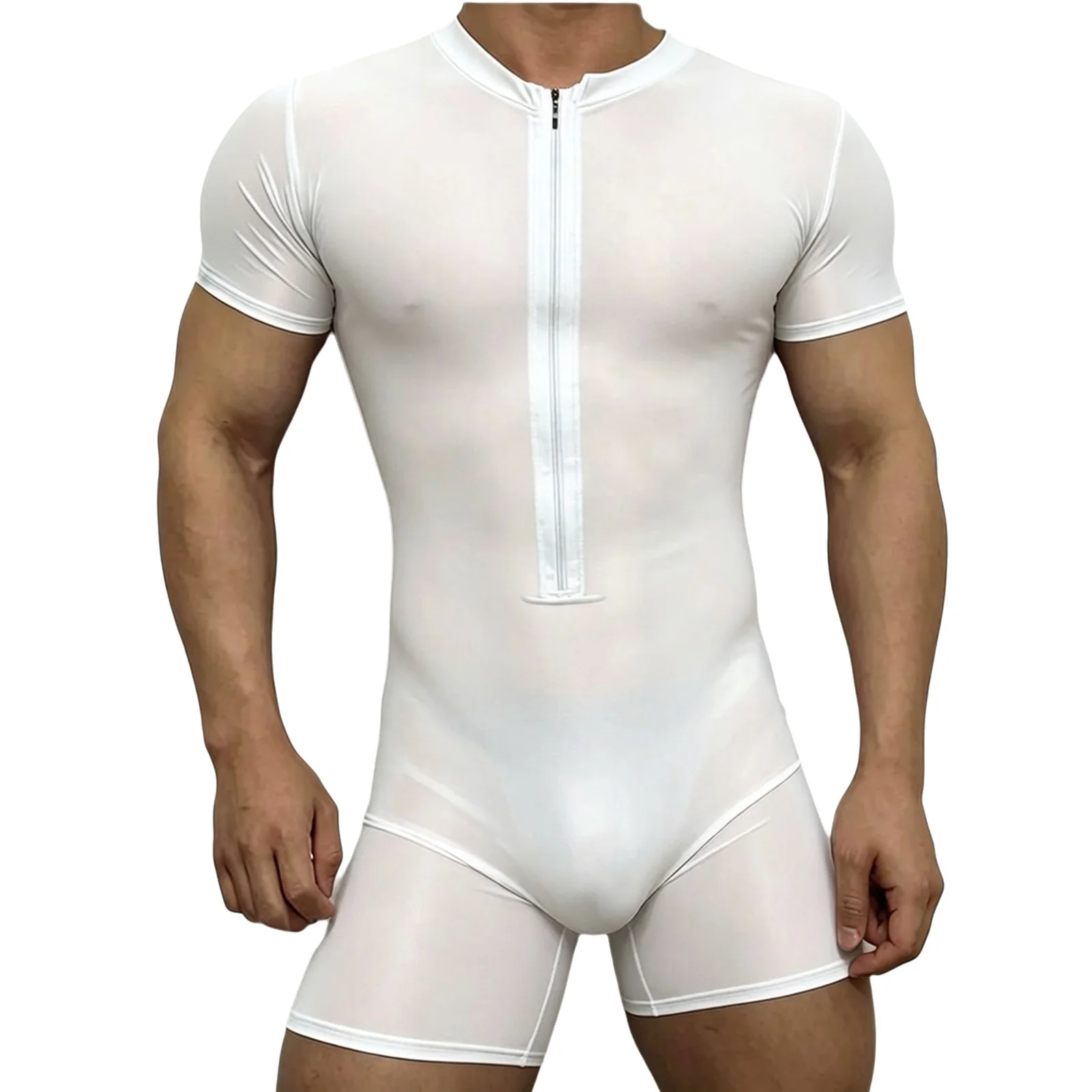 Mens Silky Stretchy Rompers Short Sleeve Zipper Slim Fit Bodysuit One Piece Pajamas Club Yoga Workout Fitness Swimwear Sleepwear
Mens Silky Stretchy Rompers Short Sleeve Zipper Slim Fit Bodysuit One Piece Pajamas Club Yoga Workout Fitness Swimwear Sleepwear