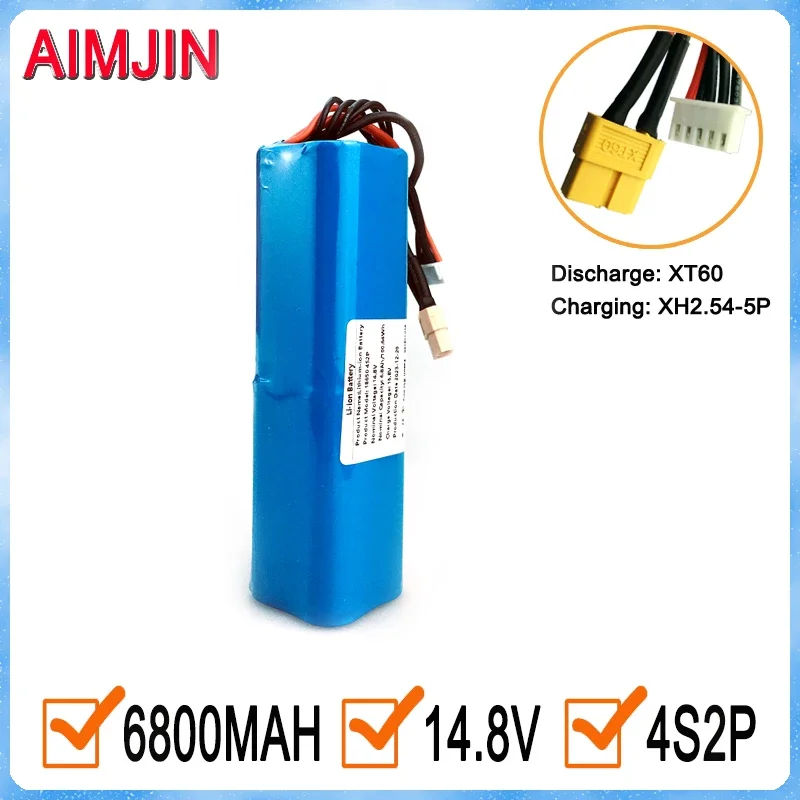 4S2P 14,8 V 6800mAh перезаряжаемая литий-ионная батарея 100,64 Втч для различных фотографий, с разъемом XH2.54 + XT60
4S2P 14,8 V 6800mAh перезаряжаемая литий-ионная батарея 100,64 Втч для различных фотографий, с разъемом XH2.54 + XT60