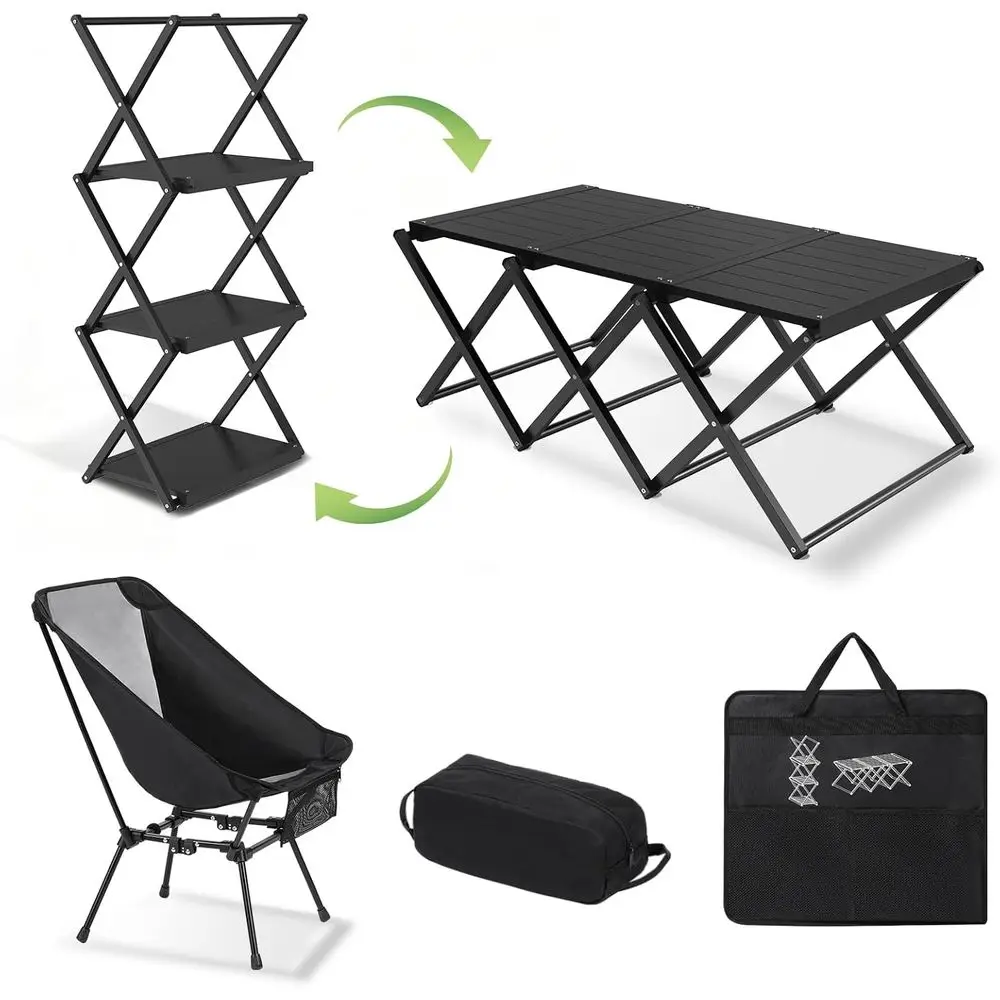 Portable 2-in-1 Camping Table with 3-Tier Storage, Heavy-Duty Outdoor Kitchen Set for Camping, Hiking, Beach
Portable 2-in-1 Camping Table with 3-Tier Storage, Heavy-Duty Outdoor Kitchen Set for Camping, Hiking, Beach