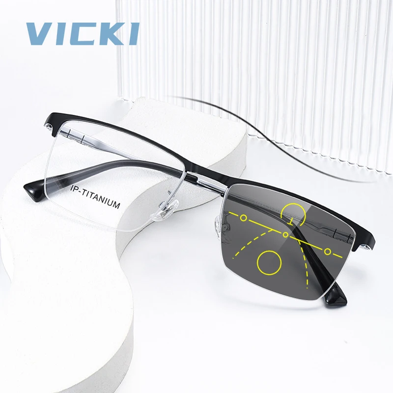 VICKI Man's Ultra-light Single-line Eyebrow Semi-rimmed Titanium Glasses Customizable Prescription Anti-blue Light Multifocal
VICKI Man's Ultra-light Single-line Eyebrow Semi-rimmed Titanium Glasses Customizable Prescription Anti-blue Light Multifocal