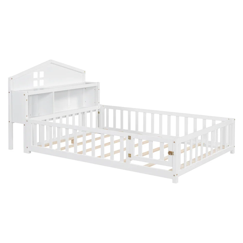 Full-size Montessori Floor Bed with Bookcases and Blackboards, Versatile Platform Beds with Guard rails, Solid Wood Floor Beds
Full-size Montessori Floor Bed with Bookcases and Blackboards, Versatile Platform Beds with Guard rails, Solid Wood Floor Beds