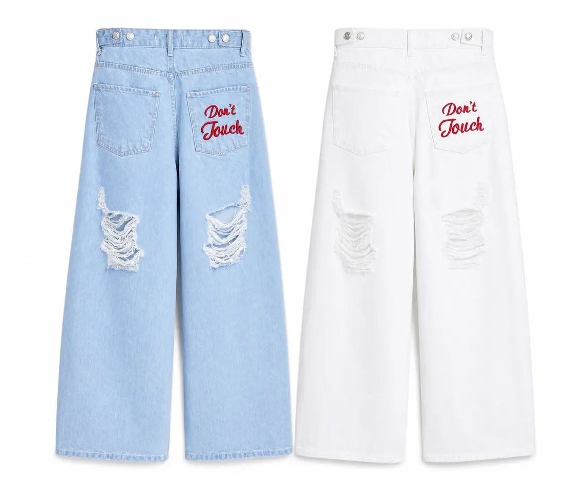 Don’t Touch Y2k Red Embroidery Letter Ripped Jeans Women Hip Hop Casual Goth Streetwear Wide Leg Denim Pants Baggy Slouchy Jeans
Don’t Touch Y2k Red Embroidery Letter Ripped Jeans Women Hip Hop Casual Goth Streetwear Wide Leg Denim Pants Baggy Slouchy Jeans