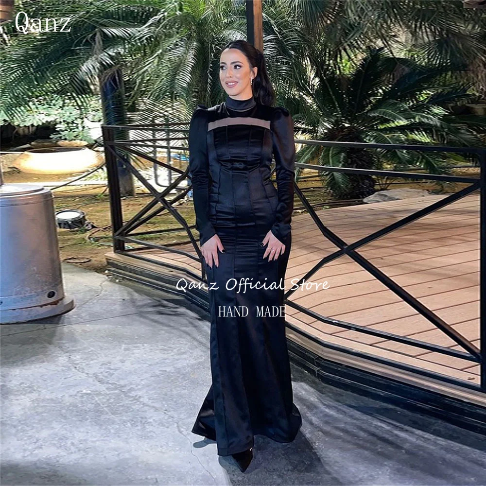 Qanz Modest Black Evening Dresses High Neck Long Sleeves Mermaid Elegant Dresses for Woman Party Vestidos De Noche Customized
Qanz Modest Black Evening Dresses High Neck Long Sleeves Mermaid Elegant Dresses for Woman Party Vestidos De Noche Customized