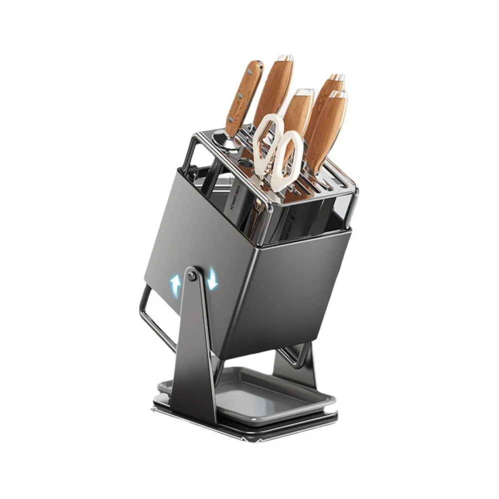 Stable Stainless Steel Cutter Holder Rotatable Large Capacity Chopstick Bucket Space Saving with Water Tray
Stable Stainless Steel Cutter Holder Rotatable Large Capacity Chopstick Bucket Space Saving with Water Tray