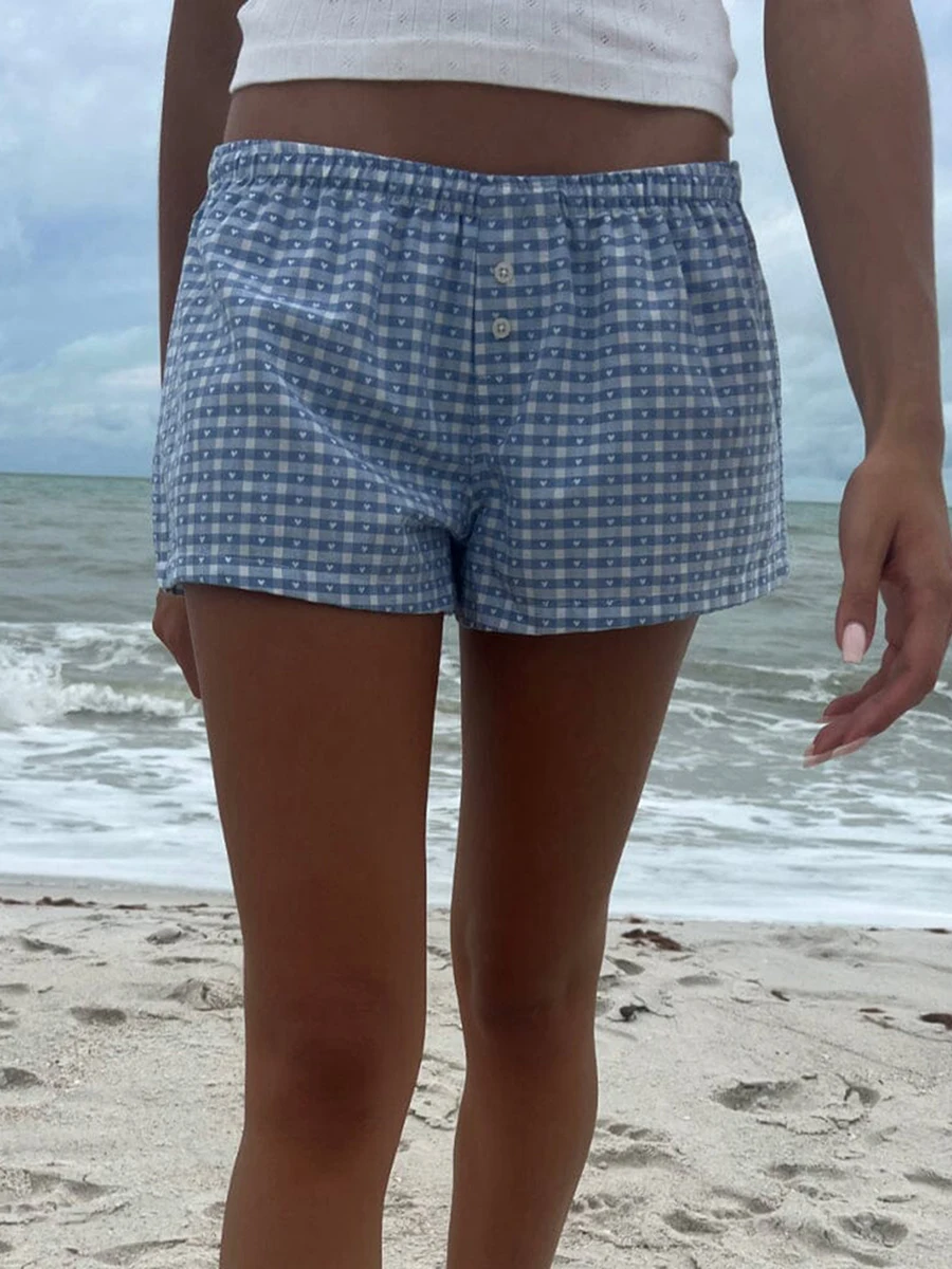 Women's Y2k Gingham Pajama Shorts Heart Print Plaid Elastic Waist Comfy Sleep Shorts Summer Casual Pajama Bottoms
Women's Y2k Gingham Pajama Shorts Heart Print Plaid Elastic Waist Comfy Sleep Shorts Summer Casual Pajama Bottoms